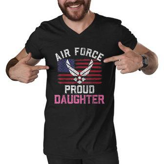 Proud Air Force Daughter American Flag Veteran Gift Men V-Neck Tshirt - Thegiftio UK