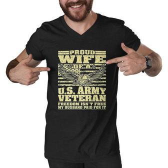 Proud Wife Of An Army Veteran Military Freedom Isnt Free Men V-Neck Tshirt - Thegiftio UK