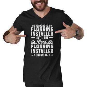 Real Flooring Installer Carpet Installation Contractor Gift Men V-Neck Tshirt - Thegiftio