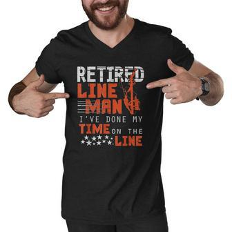 Retired Lineman Design Funny Retirement Gift Men V-Neck Tshirt - Thegiftio UK