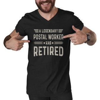 Retired Postal Worker Shirt - Legendary Postal Worker Men V-Neck Tshirt - Thegiftio UK