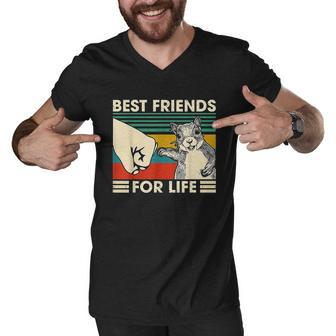Retro Vintage Squirrel Best Friend For Life Fist Bump V2 Men V-Neck Tshirt - Thegiftio UK