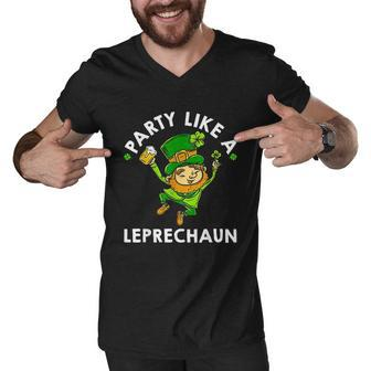 Saint Patricks Day Leprechaun Green Shamrock Men V-Neck Tshirt - Thegiftio UK