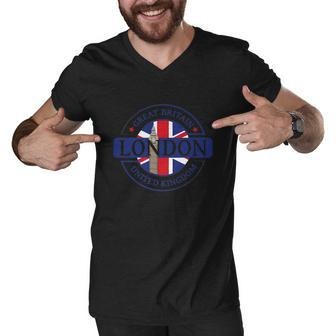 Souvenir London T-Shirt City Vintage Uk Flag British Tee Men V-Neck Tshirt - Thegiftio UK