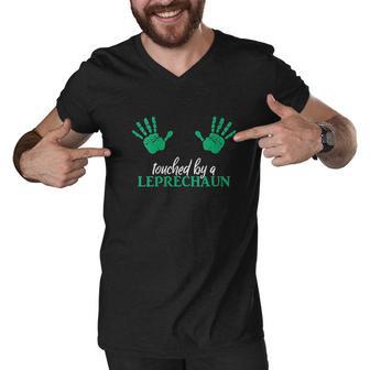 St Patricks Day Clothing For Women Touched By A Leprechaun Men V-Neck Tshirt - Thegiftio UK