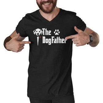 The Dogfather Dalmatian Dog Dad Father Day Gift Men V-Neck Tshirt - Thegiftio UK