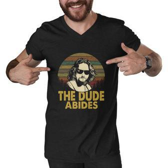 The Dude Abides Vintage Men V-Neck Tshirt - Thegiftio UK