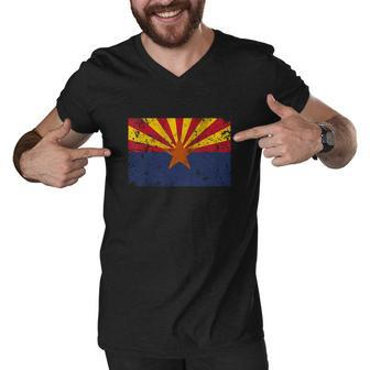 The Original Vintage Distressed Arizona Flag Men V-Neck Tshirt - Thegiftio UK