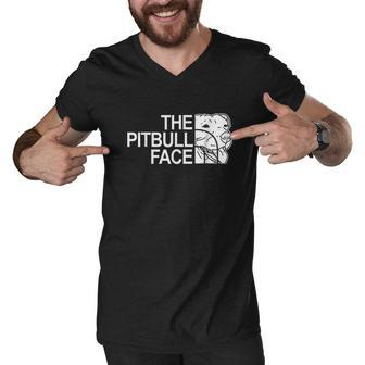 The Pitbull Face Funny Dog Pitbull Men V-Neck Tshirt - Thegiftio UK