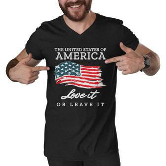 The United States Of America Love It Or Leave It America Flag Shirt Men V-Neck Tshirt - Thegiftio UK