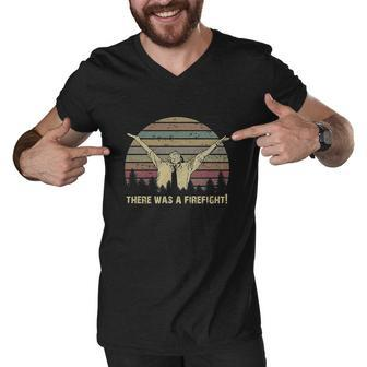 There Was A Firefight Vintage Men V-Neck Tshirt - Thegiftio UK