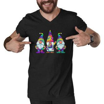 Three Hippie Gnomes Tie Dye Retro Vintage Hat Peace Gnome Men V-Neck Tshirt - Thegiftio UK