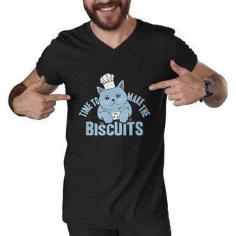 Time To Make The Biscuits Christmas Cat Xmas Men V-Neck Tshirt - Thegiftio UK