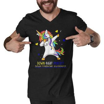 Unicorn Down Right Perfect Down Syndrome Awareness Men V-Neck Tshirt - Thegiftio UK