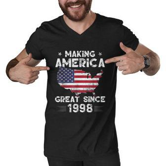 Vintage 21St Birthday Gift Making America Great Since 1998 Men V-Neck Tshirt - Thegiftio UK
