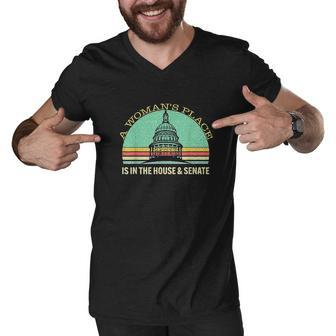 Vintage A Womans Place Is In The House And Senate Men V-Neck Tshirt - Thegiftio UK