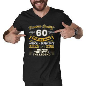 Vintage Dude The Man Myth Legend 60 Yrs 60Th Birthday Men V-Neck Tshirt - Thegiftio UK