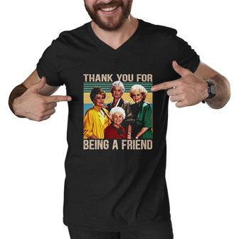Vintage Thank You For Being A Friend Golden Women Girls Cool Men V-Neck Tshirt - Thegiftio UK
