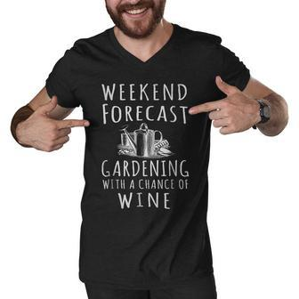 Weekend Forecast Garden With A Chance Of Wine Men V-Neck Tshirt - Thegiftio UK