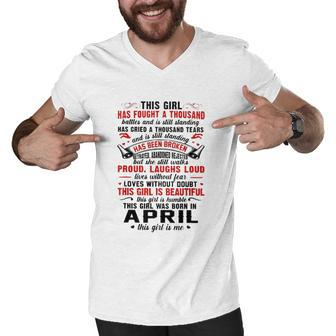 April Girl This Girl Was Born In April This Girl Is Me Men V-Neck Tshirt - Thegiftio UK