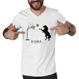 Basketball Horse Playing Human Men V-Neck Tshirt - Thegiftio UK
