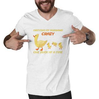Cool Duck Lady Duck Husband Crazy Men V-Neck Tshirt - Thegiftio UK