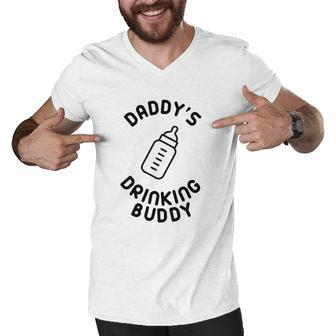Crazy Bros Daddys Drinking Buddy Funny Cute Men V-Neck Tshirt - Thegiftio UK