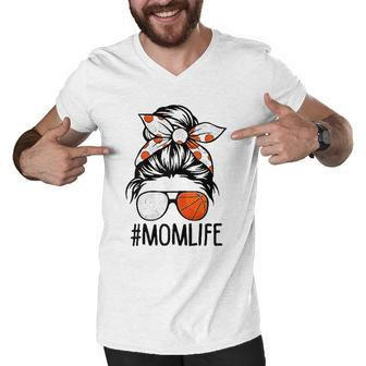 Dy Mom Life Volleyball Basketball Mothers Day Messy Bun Men V-Neck Tshirt - Thegiftio UK