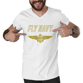 Fly Navy Classic V2 Men V-Neck Tshirt - Thegiftio UK