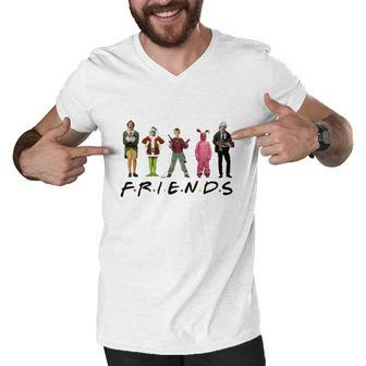 Friends Christmas Characters Men V-Neck Tshirt - Thegiftio UK