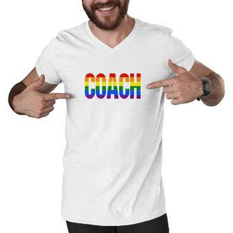 Gay Pride Coach Rainbow Flag Jobs 2020 Men V-Neck Tshirt - Thegiftio UK