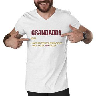 Grandaddy Funny Grandfather Definition Distressed Retro Men Gift Men V-Neck Tshirt - Thegiftio UK