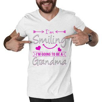 I Am Smiling Because I Am Going To Be A Grandma Men V-Neck Tshirt - Thegiftio UK