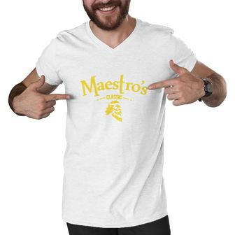 Maestros Classic Black Gold Men V-Neck Tshirt - Thegiftio UK
