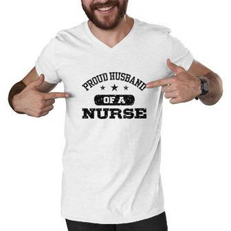 Proud Husband Of A Nurse Funny Nursing Gifts Men V-Neck Tshirt - Thegiftio UK