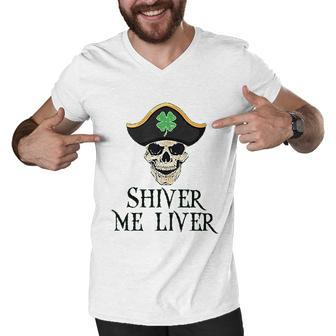 St Patricks Day Irish Pirate Shiver Me Liver Men V-Neck Tshirt - Thegiftio UK