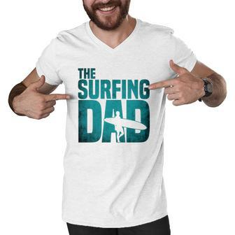 The Surfing Dad - Surfer Dad Fathers Day Waves2 Men V-Neck Tshirt - Thegiftio UK