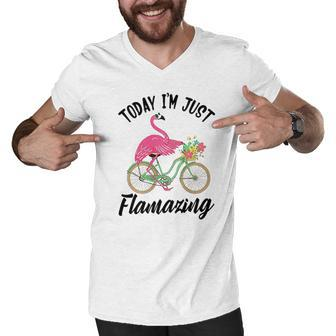 Today I Am Just Flamazing Flamingo Cycling Funny Men V-Neck Tshirt - Thegiftio UK