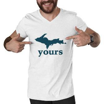 Up Yours Michigan Funny Upper Peninsula Apparel Tshirt Men V-Neck Tshirt - Thegiftio UK