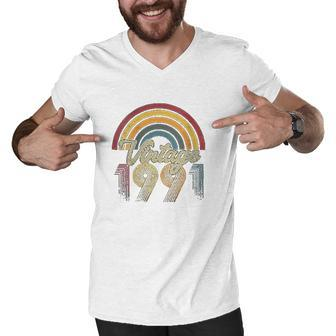 Vintage 1991 31St Birthday Rainbow Retro Style Classic Men V-Neck Tshirt - Thegiftio UK