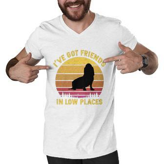 Vintage Basset Hound I Have Got Friends In Low Places Dog Lovers Men V-Neck Tshirt - Thegiftio UK