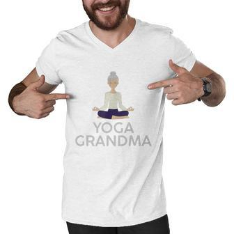 Yoga Grandma - Cool Meditating Grandmother T Shirt Men V-Neck Tshirt - Thegiftio UK