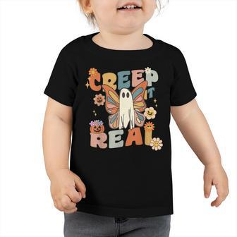 Creep It Real Butterfly Ghost Halloween Sweating Groovy Boys Toddler Tshirt - Thegiftio UK