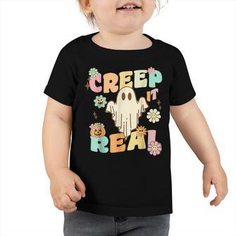 Creep It Real Skeleton Skateboard Halloween For Kids Toddler Tshirt - Thegiftio UK