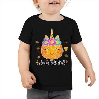 Cute Pumpkin Unicorn Halloween Thanksgiving For Girls Toddler Tshirt - Thegiftio UK