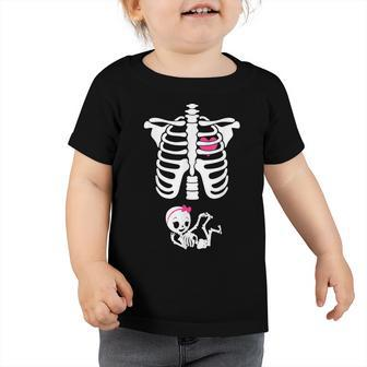 Maternity Baby Girl Skeleton Cute Halloween Pregnancy Bump Toddler Tshirt - Thegiftio UK