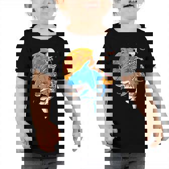 Skeleton Riding Mummy Shark Halloween Pumpkin Boys Toddlers Toddler Tshirt - Thegiftio