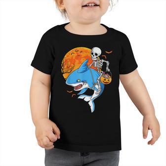 Skeleton Riding Mummy Shark Halloween Pumpkin Boys Toddlers Toddler Tshirt - Thegiftio UK