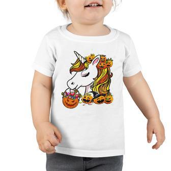 Cute Candy Corn Unicorn Halloween Pumpkin Men Women Kids Toddler Tshirt - Thegiftio UK