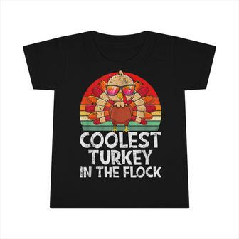 Cute Kids Coolest Turkey In The Flock Thanksgiving Boys Kids Infant Tshirt - Thegiftio UK